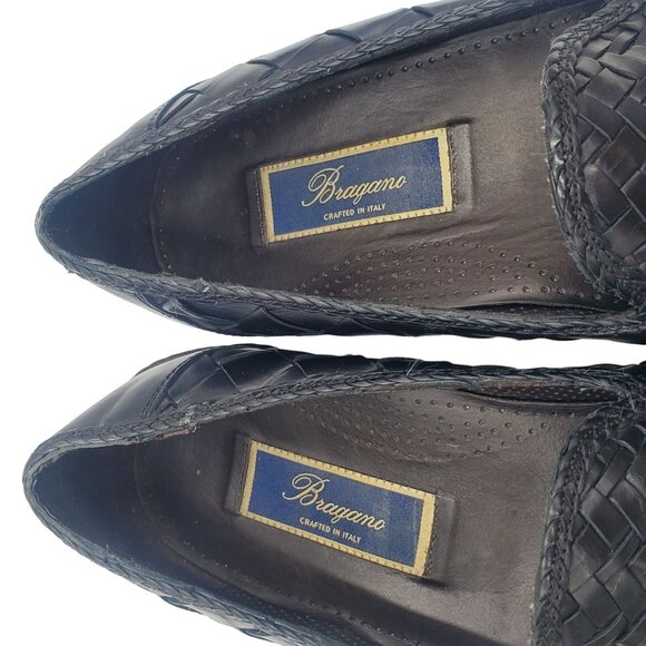Italy Bragano Cole Haan Men's size 9 Black Woven Leather Loafer Dress Shoes - Picture 7 of 11